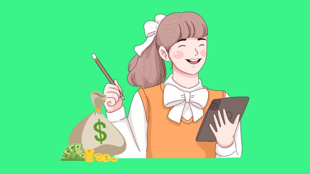 bilde av jente som sparer penger som student